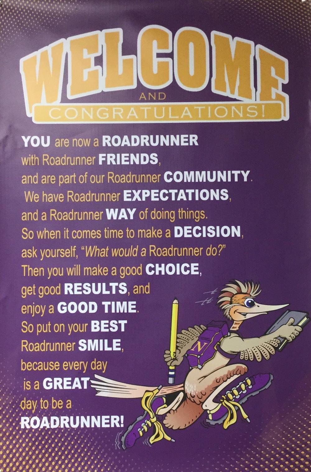 Roadrunner poster - Welcome and Congratulations